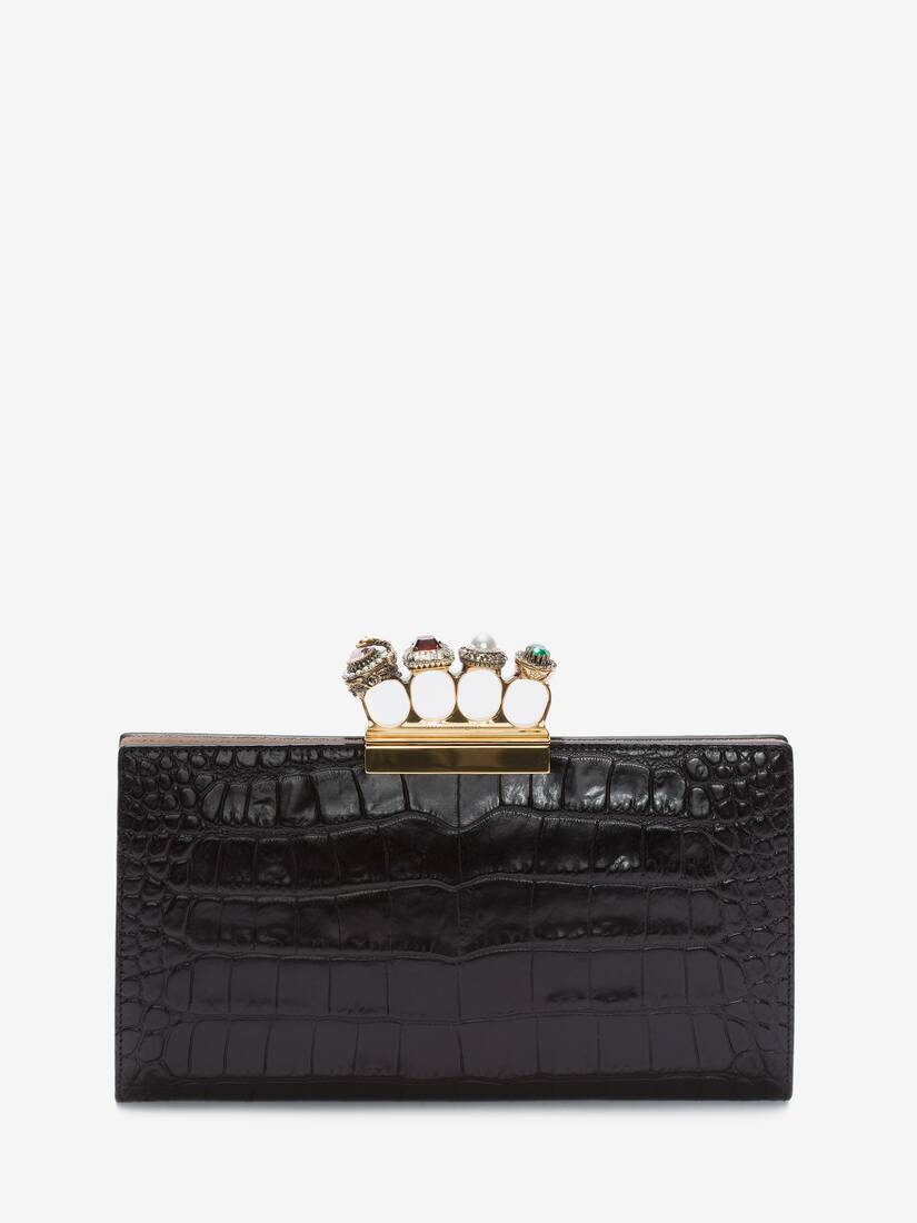 Bolsos De Mano Alexander McQueen Jeweled Four-Ring Pouch Mujer - Negros - Mexico 285-AMQHZW